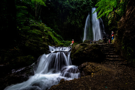 Secret Place of Beautiful Waterfall in Salatiga, Central Java Capture by Canon.の写真素材