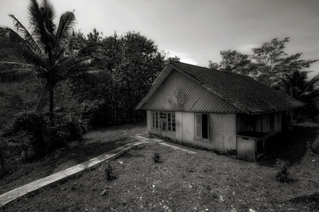 A Black and White Photograph of Traditional Houseの写真素材