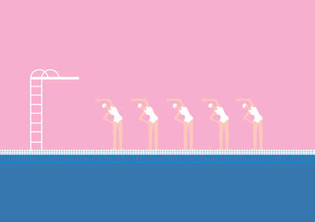 Stock Illustration of Swimming Pool with Swimmersのイラスト素材