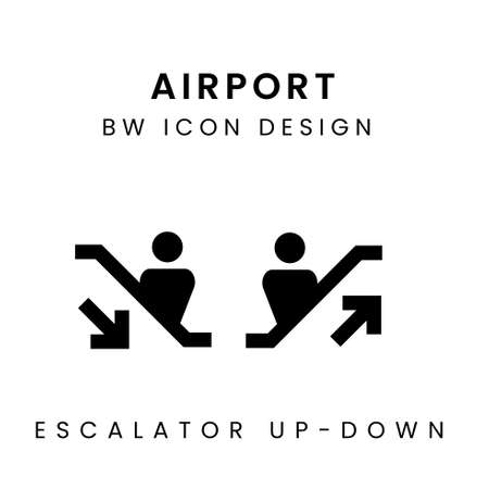 Vector of Black & White Airport Design Icon - Escalatorのイラスト素材