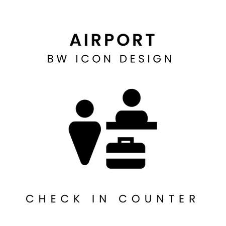 Vector of Airport Black & White Icon Design - Check In Counterのイラスト素材