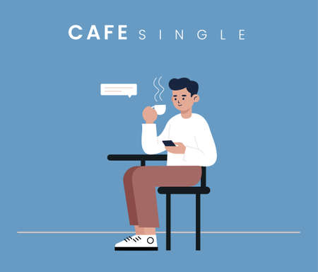 People in the cafe. Flat style icon design. Vector illustration.のイラスト素材