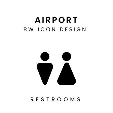 Black and White of Airport Icon Design - Toiletのイラスト素材
