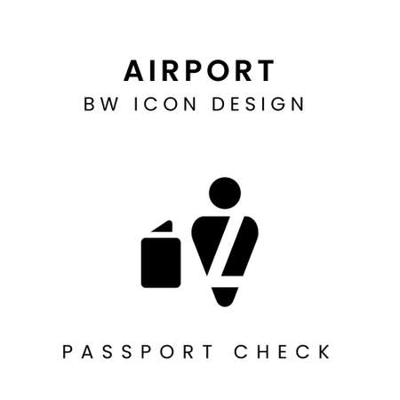 Black and White Airport Icon Design - Passport Checkのイラスト素材