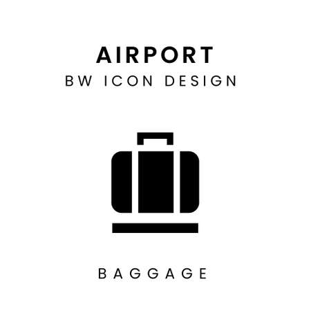 Vector Black and White Airport Icon Design - Baggageのイラスト素材