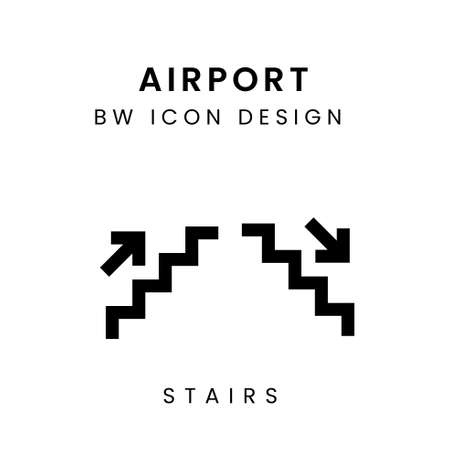 Vector of Black and White Aiport Icon Design - Stairsのイラスト素材