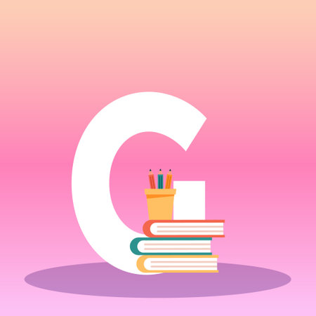 Vector - Alphabet Font about education e-learning concept in flat style.のイラスト素材