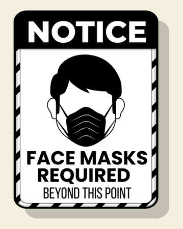 safety wear mask symbol, vector illustration, Please wear mask in this area noticeのイラスト素材
