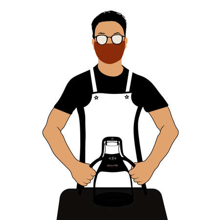 Vector barista cartoon illustration isolated on white background.のイラスト素材