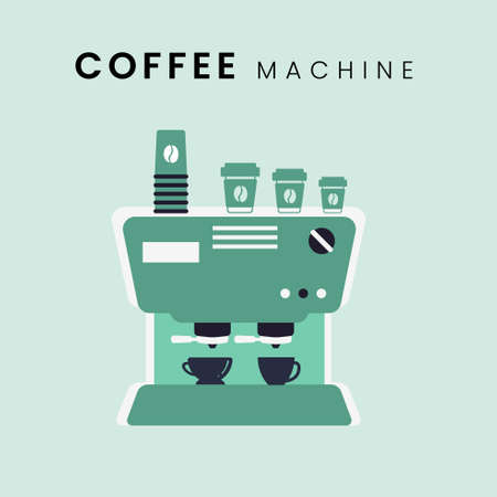 Coffee Machine. Flat design with pastel background color. Vector Illustrationのイラスト素材
