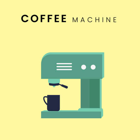 Coffee Machine. Flat design with pastel background color. Vector Illustrationのイラスト素材