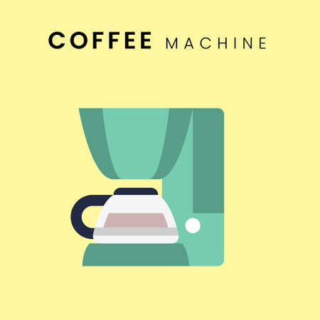 Coffee Machine. Flat design with pastel colour background. Vector Illustrationのイラスト素材