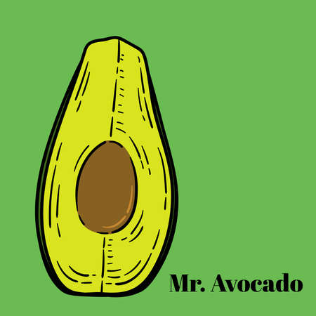 Verctor- Mr Avocado - vector illustration, Engraved styled illustration.のイラスト素材