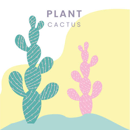 Vector - Pastel Colour Cactus. Vector Illustration.のイラスト素材