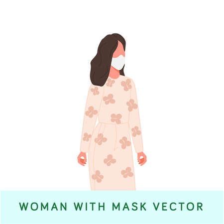 Woman with mask vector. Illustration of woman using mask.のイラスト素材