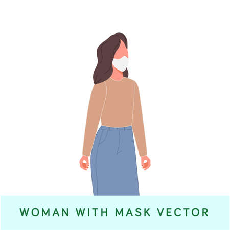 Woman with mask vector. Illustration of woman using mask.のイラスト素材