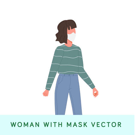 Woman with mask vector. Illustration of woman using mask.のイラスト素材