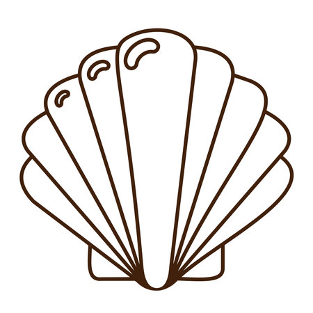 Sea Shell Line Isolated Icon on White Background. Shellfish symbol for logo, web design, stickers, prints. Oyster flat icon, thin lineのイラスト素材