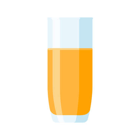 Glass Orange Juice. Flat Style. Fresh fruit drink icon.のイラスト素材