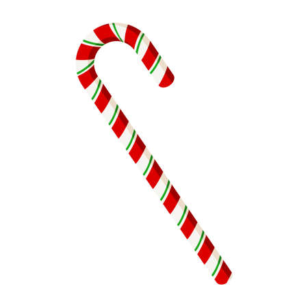 Christmas Candy with Stripes. Flat Style. Winter Traditional Sweet for label, sticker, print, recipe, menu, Greeting and Invitation Cards Design and decorationのイラスト素材