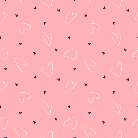 Seamless Pattern with Hearts. Repeating texture for wrapping paper, background, baby girl textile, Wedding and Valentine day greeting and invitation cards design and decorationのイラスト素材