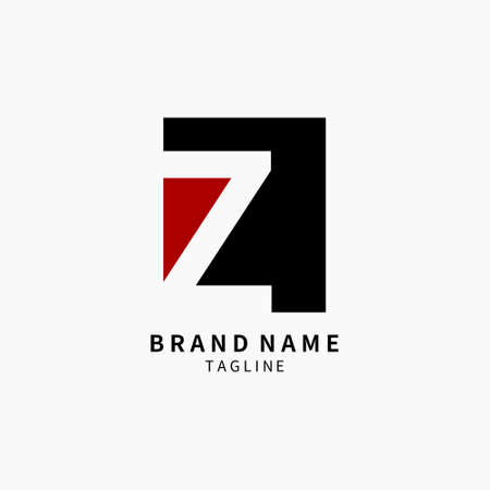 Simple Letter Z  Monogram , Black and Red Isolated on Grey Background, Minimalist Symbol,Emblem, Sign Vector Designのイラスト素材