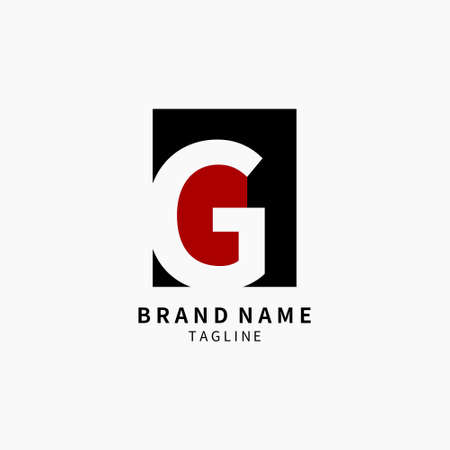 Simple Alphabet Letter D   Font Monogram, Black and Red Isolated on Grey Background, Minimalist Symbol,Emblem, Sign Vector Designのイラスト素材