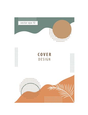 Vector illustration Social media stories and creative posts. Template with copy space for text and image designs with abstract colored shapes, line art, warm colorsのイラスト素材