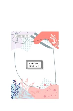Vector illustration Social media stories and creative posts. Background template with copy space for text and image designs with abstract colored shapes, line art, colorfulのイラスト素材