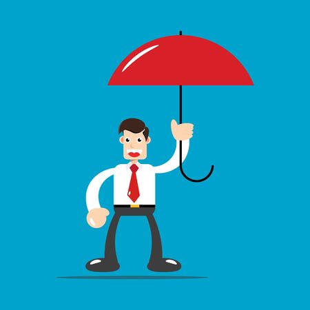 Illustration vector graphic Young entrepreneurs carry umbrellas flat designのイラスト素材