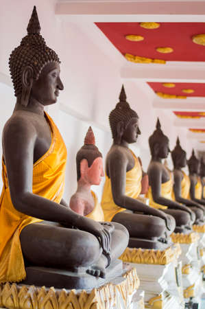 The sitting Buddha image in the temple Bangkok, Thailand.の写真素材
