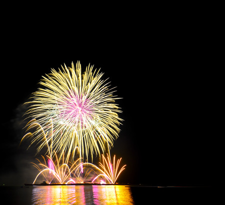 fireworks festival on the pattaya beach, Thailandの写真素材