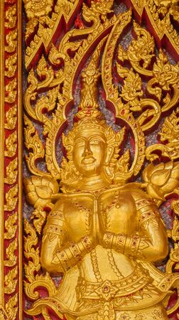 The church door texture at Buddha Bucha Temple, Bangkok Thailand.の写真素材