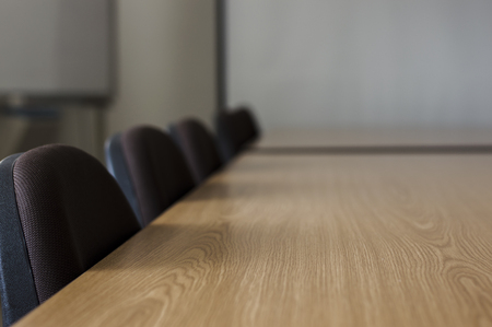The meeting room with wood table and projector.の写真素材