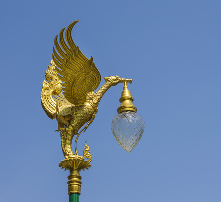 Lamppost in the temple on blue sky background.の写真素材