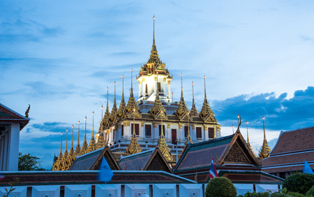 LOHA PRASAT WAT RATCHANADDARAM, THE ONLY ONE METALLIC CASTLE IN THE WORLD IN BANGKOK, THAILANDの写真素材