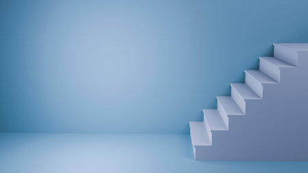 White stairs on empty background 3D renderingの写真素材
