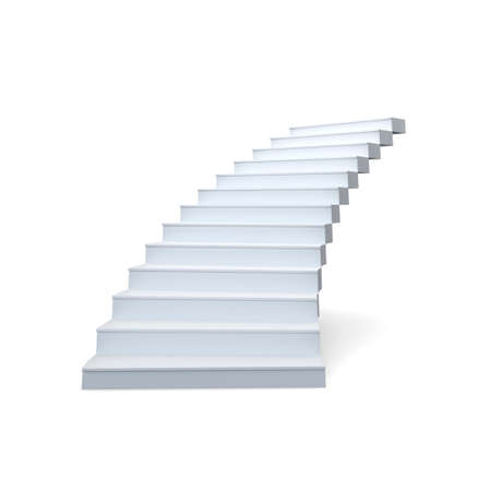 White curve stairs isolate on white background 3d renderingの写真素材