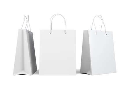 3 different view of shopping bag isolate on white background 3d renderingの写真素材
