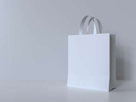 white paper shopping bag isolate on white background for shopping concept idea, 3d renderingの写真素材
