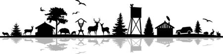 Wild Animals Nature Landscape Vector Silhouetteのイラスト素材