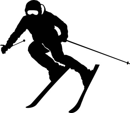 Winter sport ski silhouette illustrationのイラスト素材