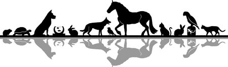 Animal Pets Set Silhouette Outlineのイラスト素材