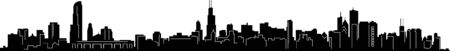 Chicago City Downtown Skyline Ouline Silhouette Vectorのイラスト素材