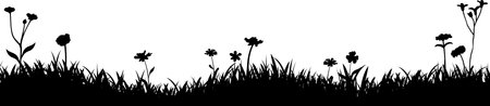 Meadow Grass Nature Silhouette Background Vectorのイラスト素材