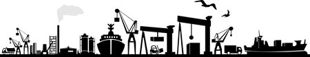 Seaport Skyline Outline Mobility Silhouette Vector
