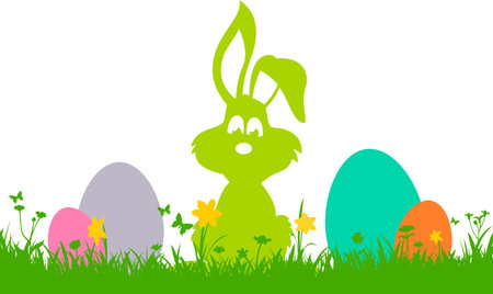 Easter Meadow Flowers Silhouette Vector