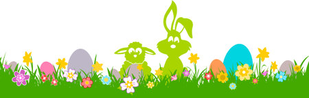 Easter Meadow Flowers Silhouette Vector