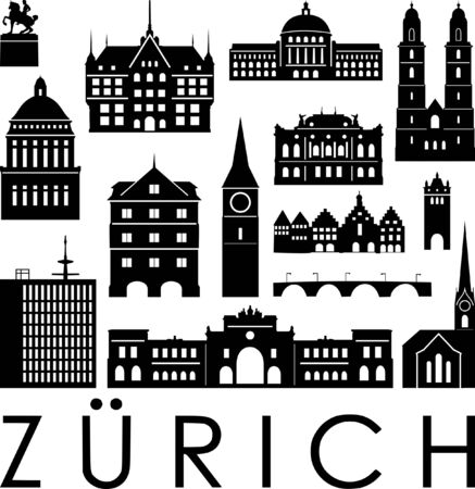 Zurich Zurich City Switzerland Skyline Silhouette Cityscape Vectorのイラスト素材