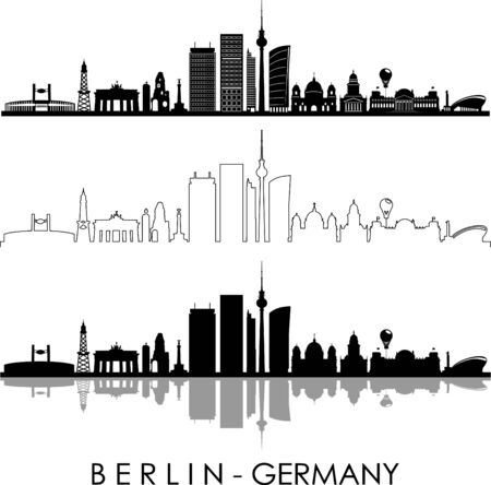 BERLIN City GERMANY Skyline Silhouette Cityscape Vectorのイラスト素材